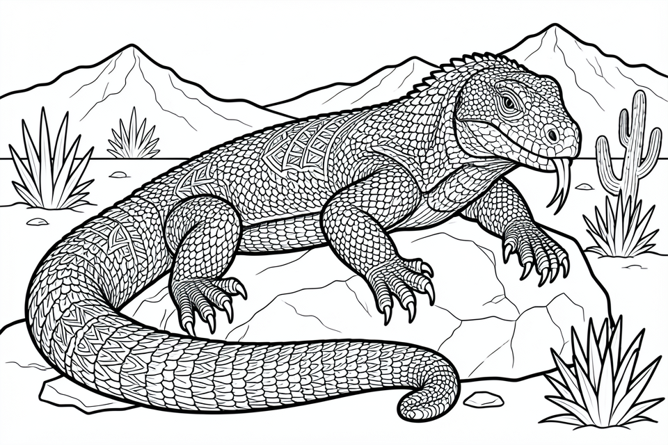 Fargeleggingsbilde komodovaranen