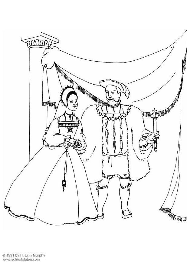 Fargeleggingsbilde konge og dronning 1534