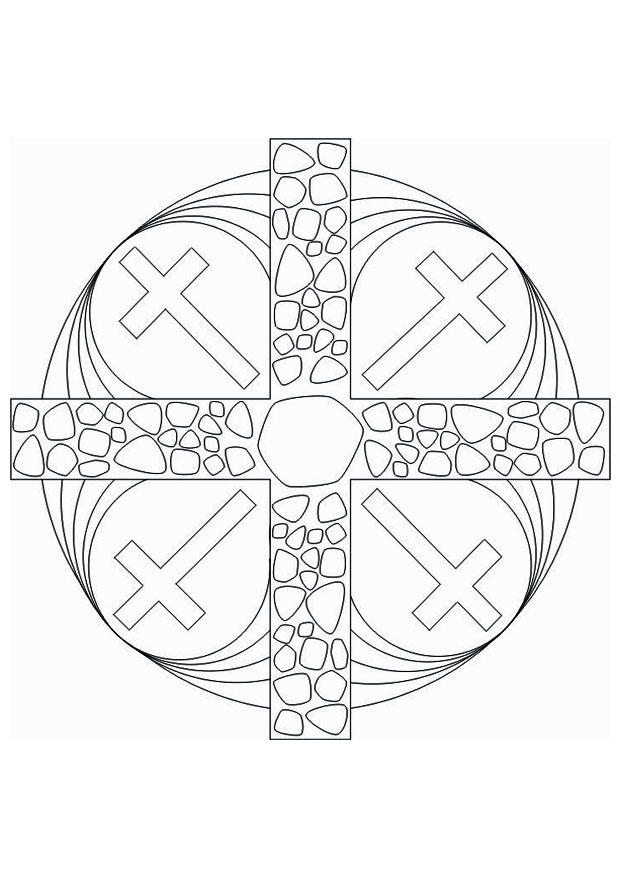 Fargeleggingsbilde kors mandala