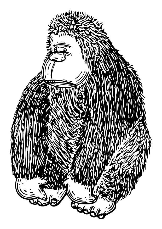 Fargeleggingsbilde kosedyr - gorilla