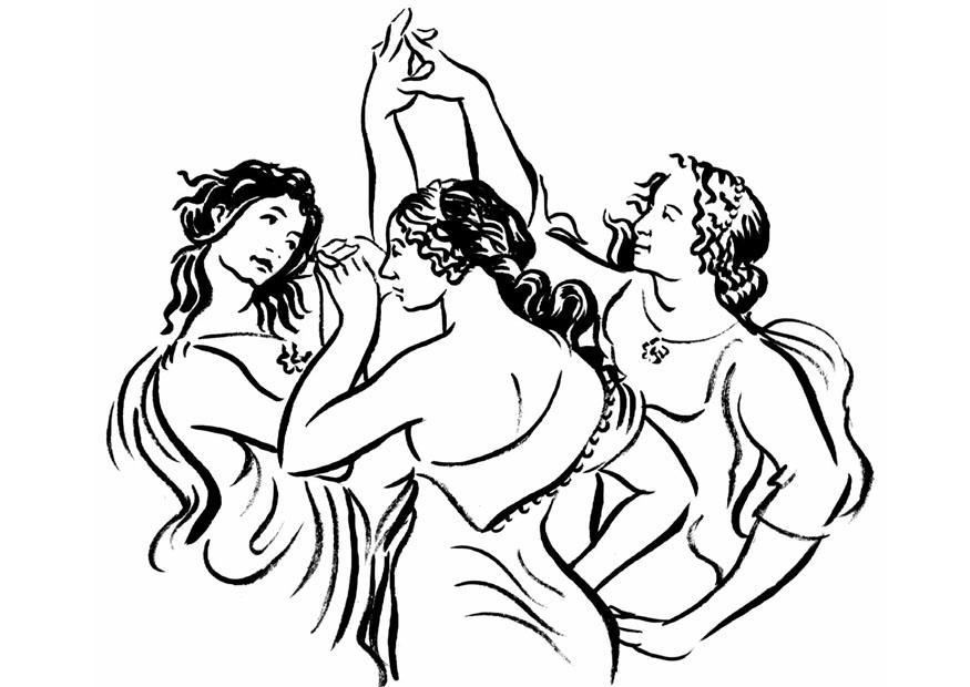 Fargeleggingsbilde kvinner som danser