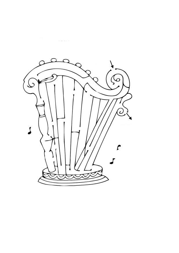 Fargeleggingsbilde labyrint - harpe
