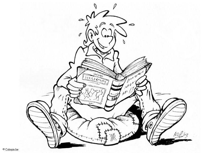 Fargeleggingsbilde lese en bok