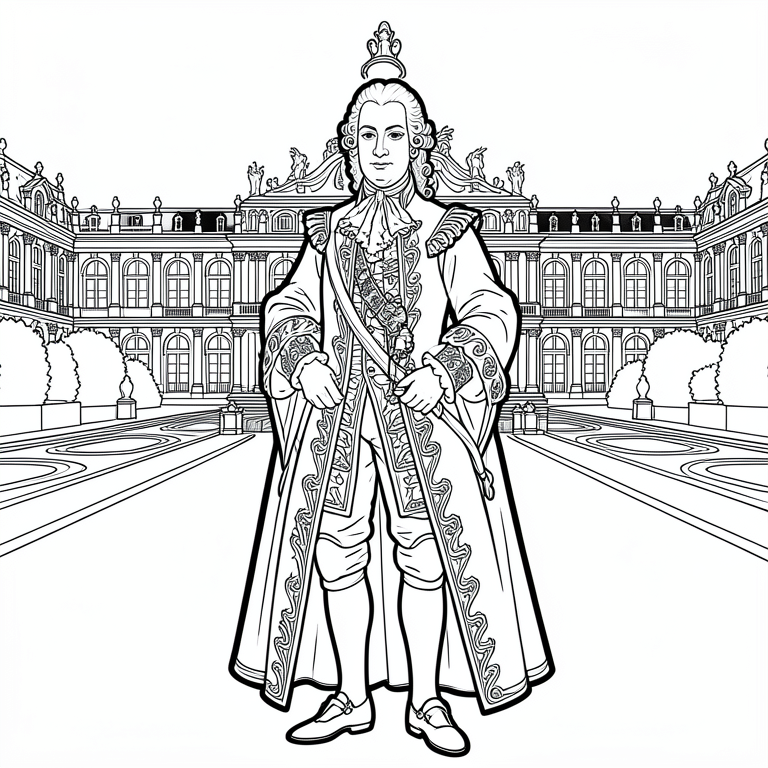 ludvig xiv foran slottet sitt i versailles Fargeleggingsbilde ludvig xiv foran slottet sitt i versailles