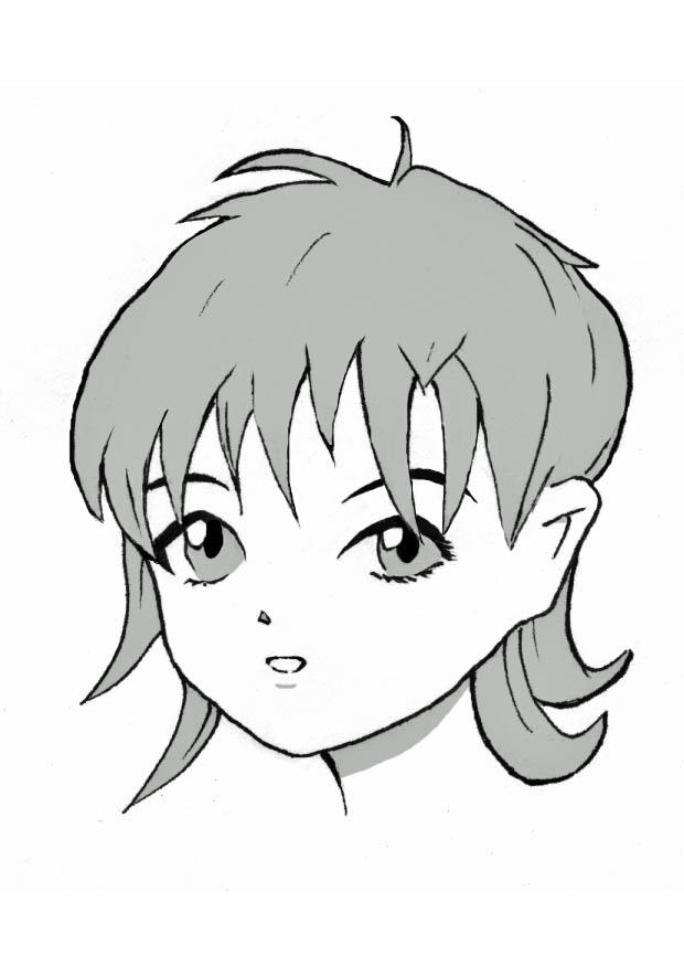 Fargeleggingsbilde manga - jente
