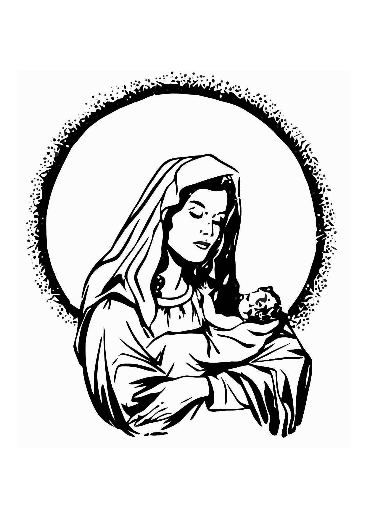 maria og jesus Fargeleggingsbilde maria og jesus