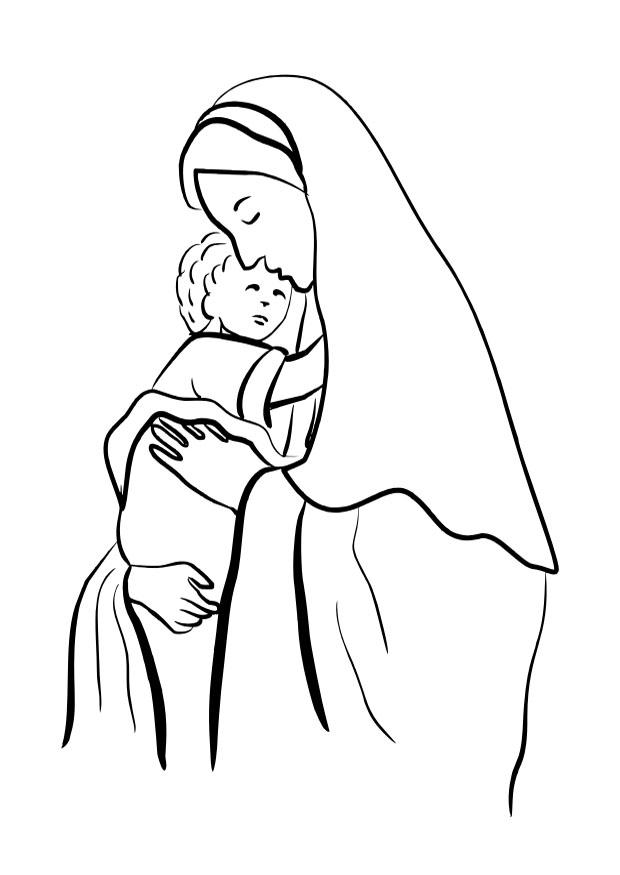 maria og jesus Fargeleggingsbilde maria og jesus