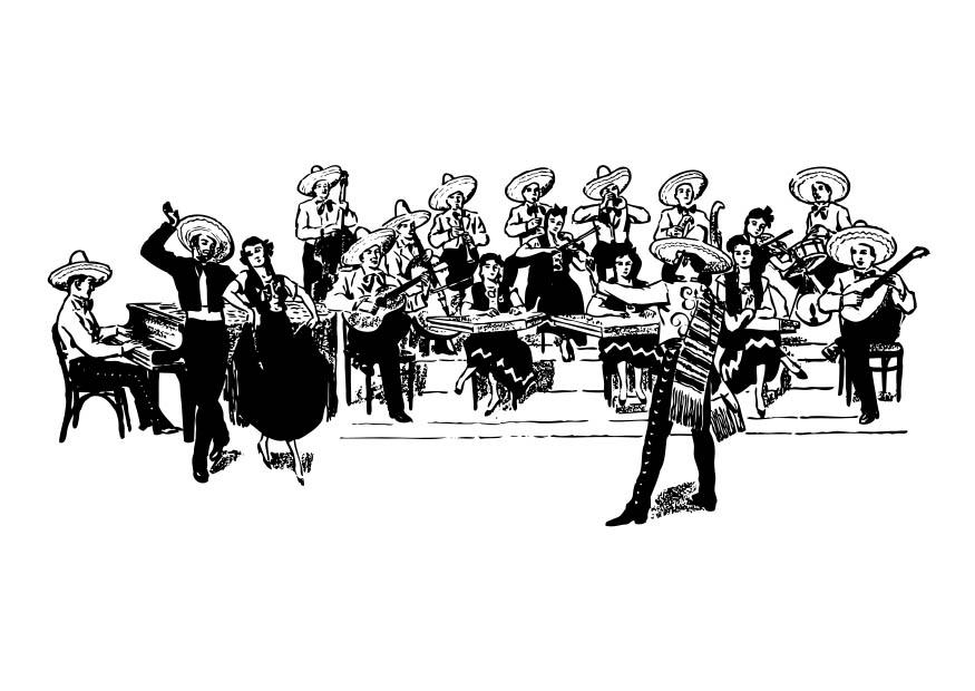 Fargeleggingsbilde meksikansk orkester