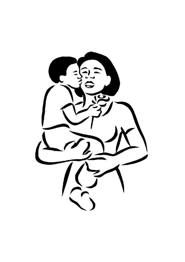 Fargeleggingsbilde mor og sA¸nn