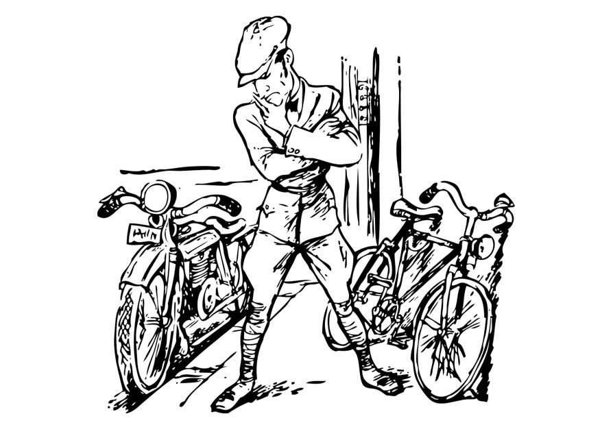 Fargeleggingsbilde motorsykkel og sykkel