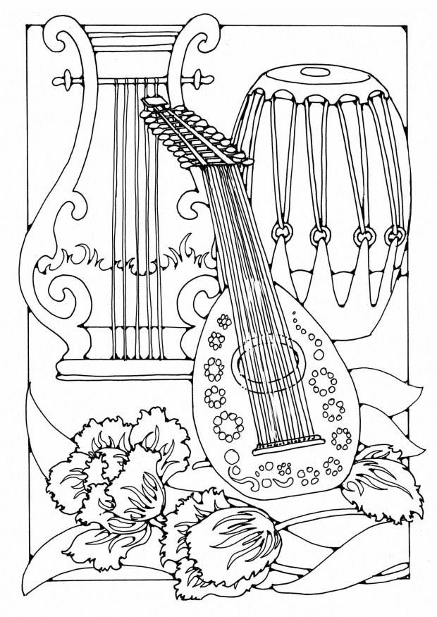 musikalske instrumenter Fargeleggingsbilde musikalske instrumenter