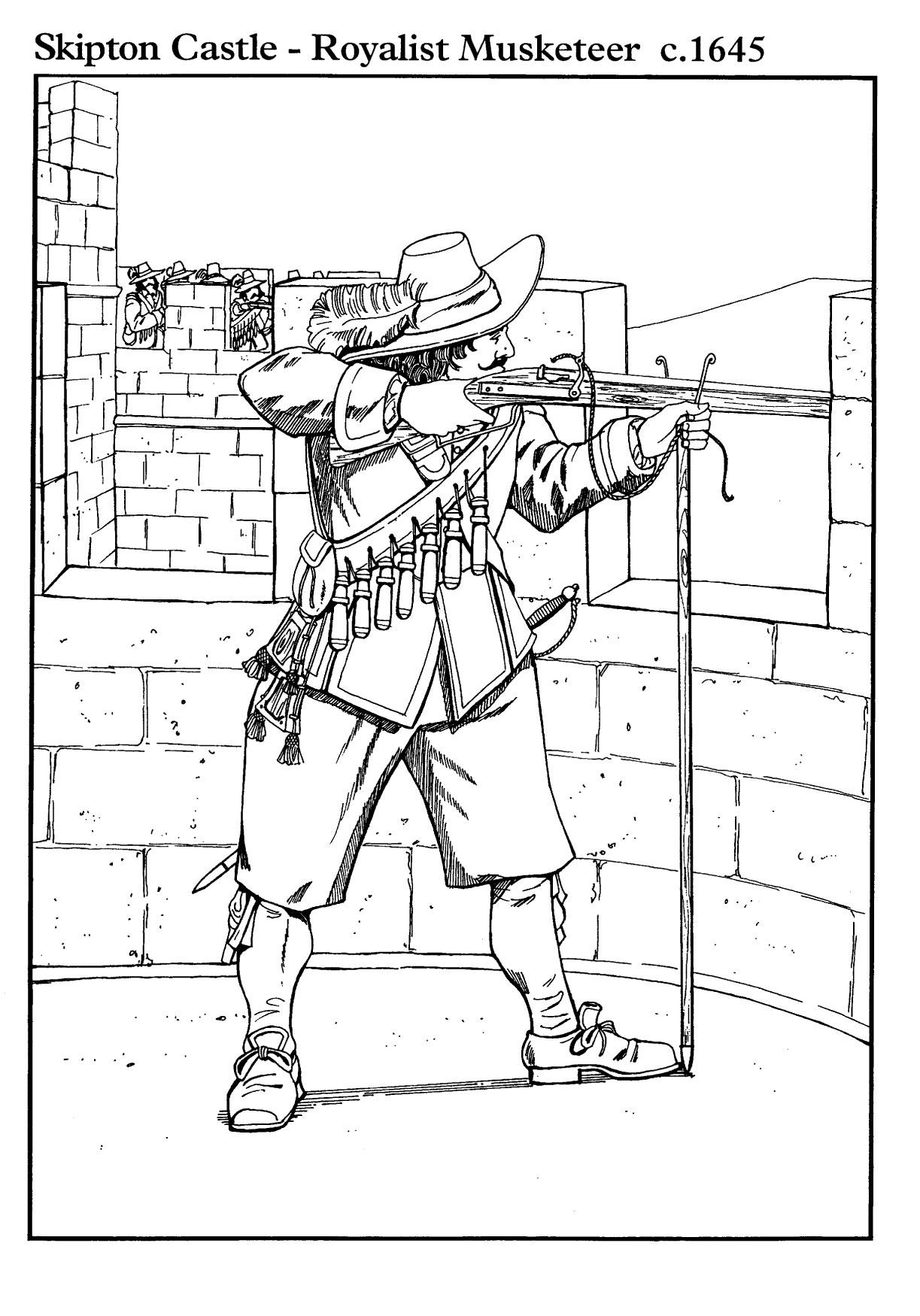 Fargeleggingsbilde musketer 1645