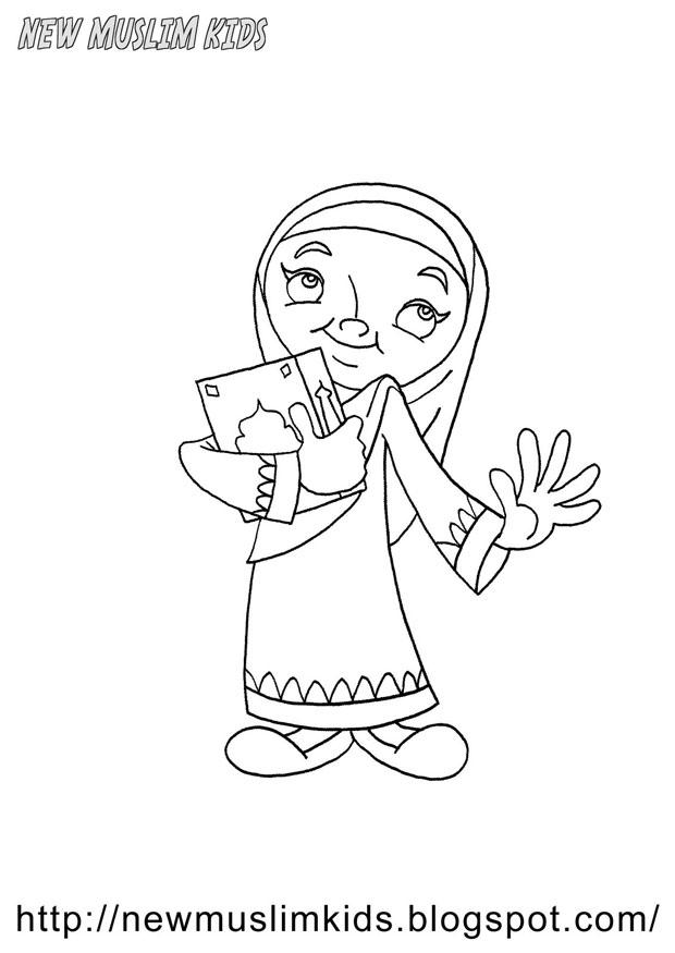 Fargeleggingsbilde muslimsk jente