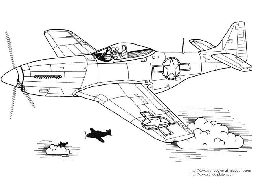 Fargeleggingsbilde  p-51 mustang