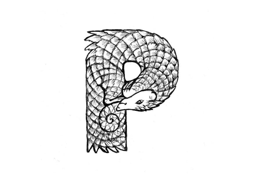 Fargeleggingsbilde p-pangolin