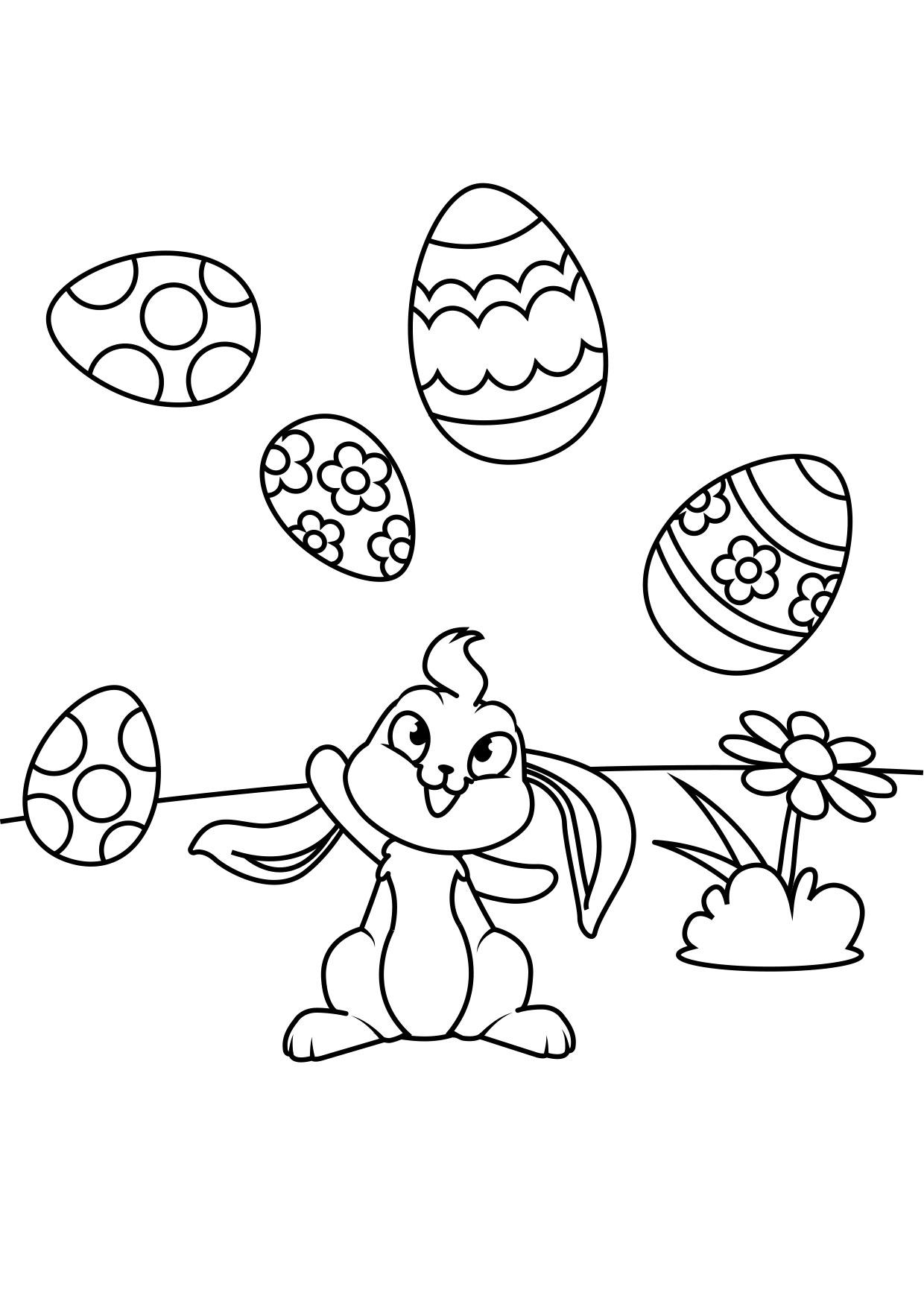 pA¥skeharen leker med pA¥skeegg Fargeleggingsbilde pA¥skeharen leker med pA¥skeegg