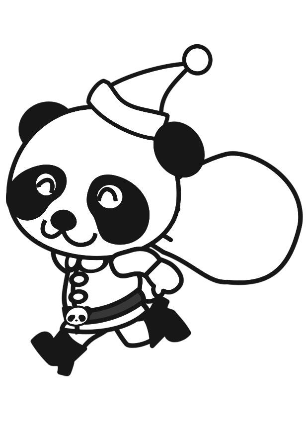 Fargeleggingsbilde panda i julekostyme