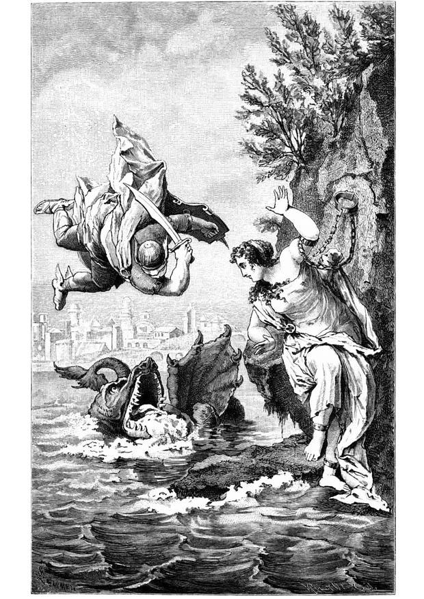 Fargeleggingsbilde perseus og andromeda