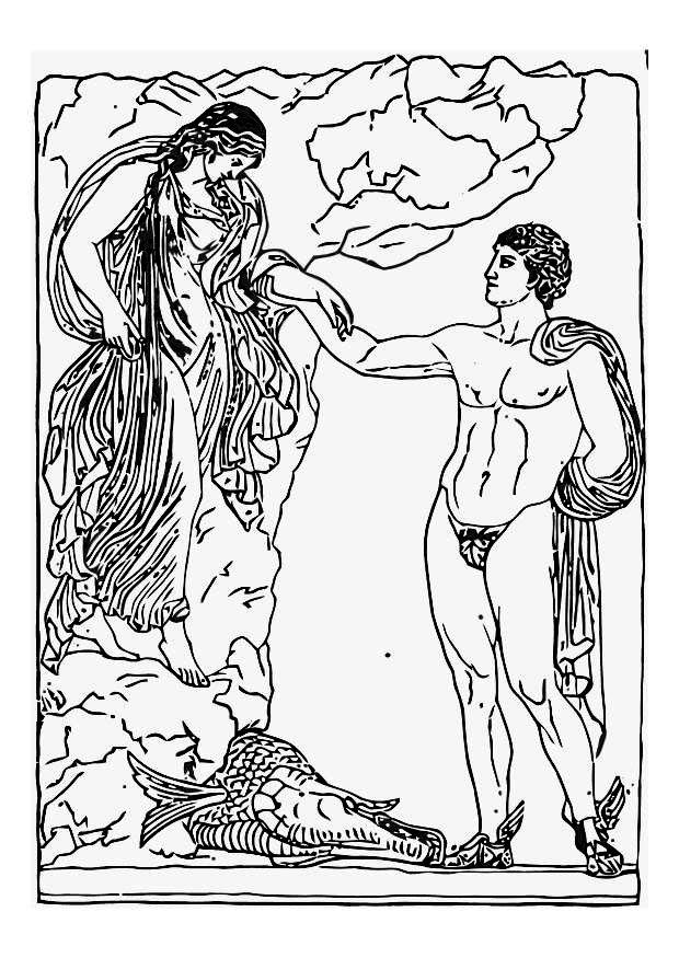 Fargeleggingsbilde perseus og andromeda