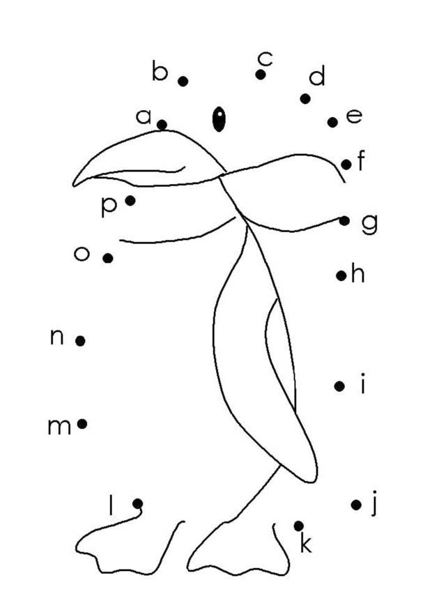 Fargeleggingsbilde pingvin - bokstaver