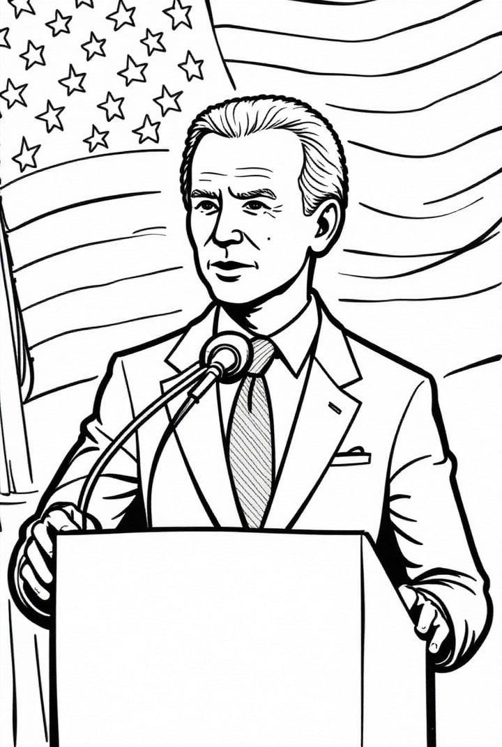 president biden holder en tale Fargeleggingsbilde president biden holder en tale