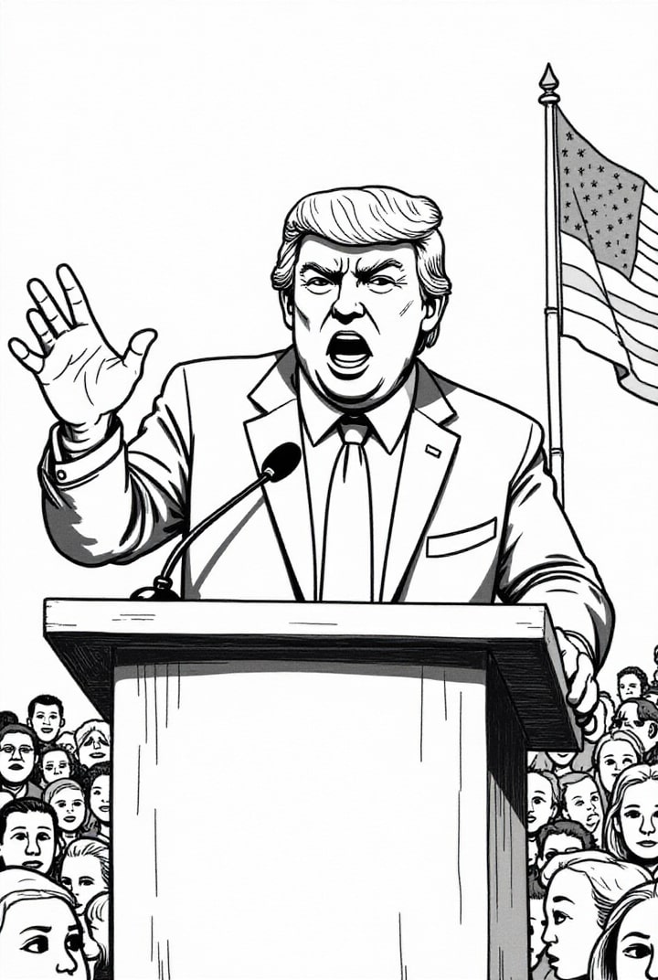 president donald trump taler til publikum Fargeleggingsbilde president donald trump taler til publikum