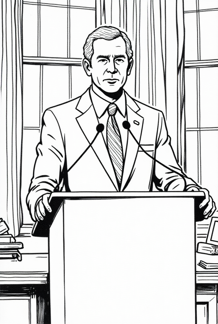 president george w. bush holder en tale Fargeleggingsbilde president george w. bush holder en tale