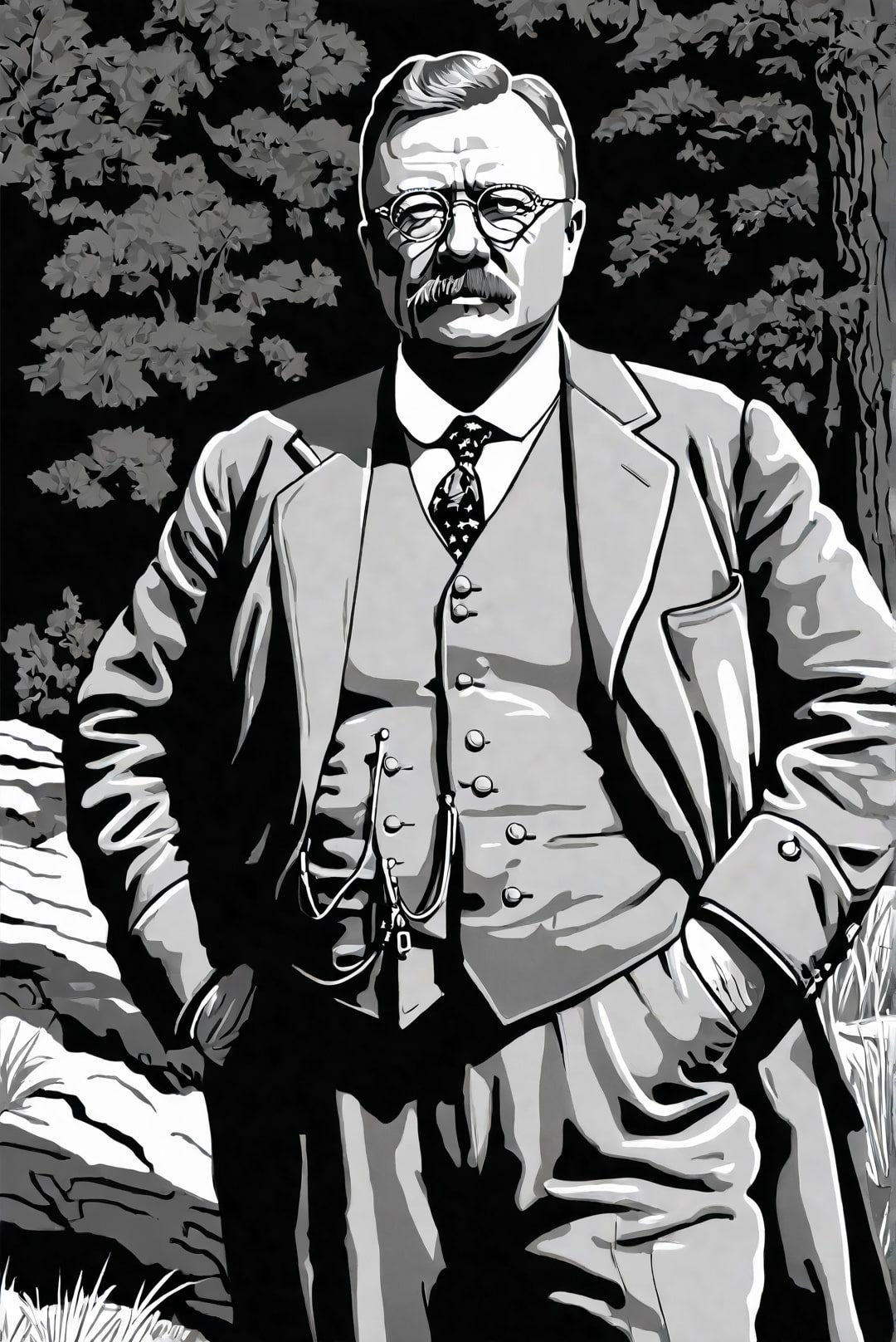 Fargeleggingsbilde president theodore roosevelt i naturen