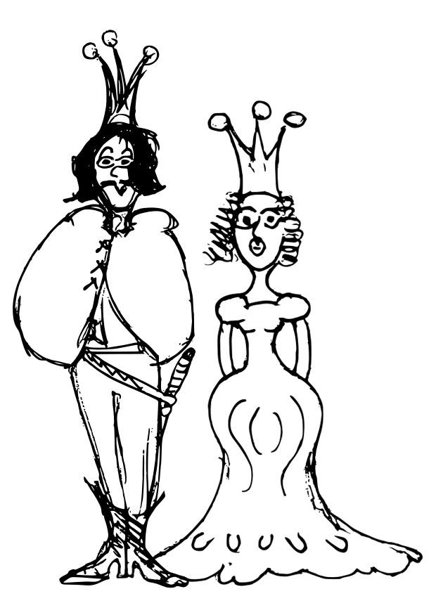 Fargeleggingsbilde prins og prinsesse