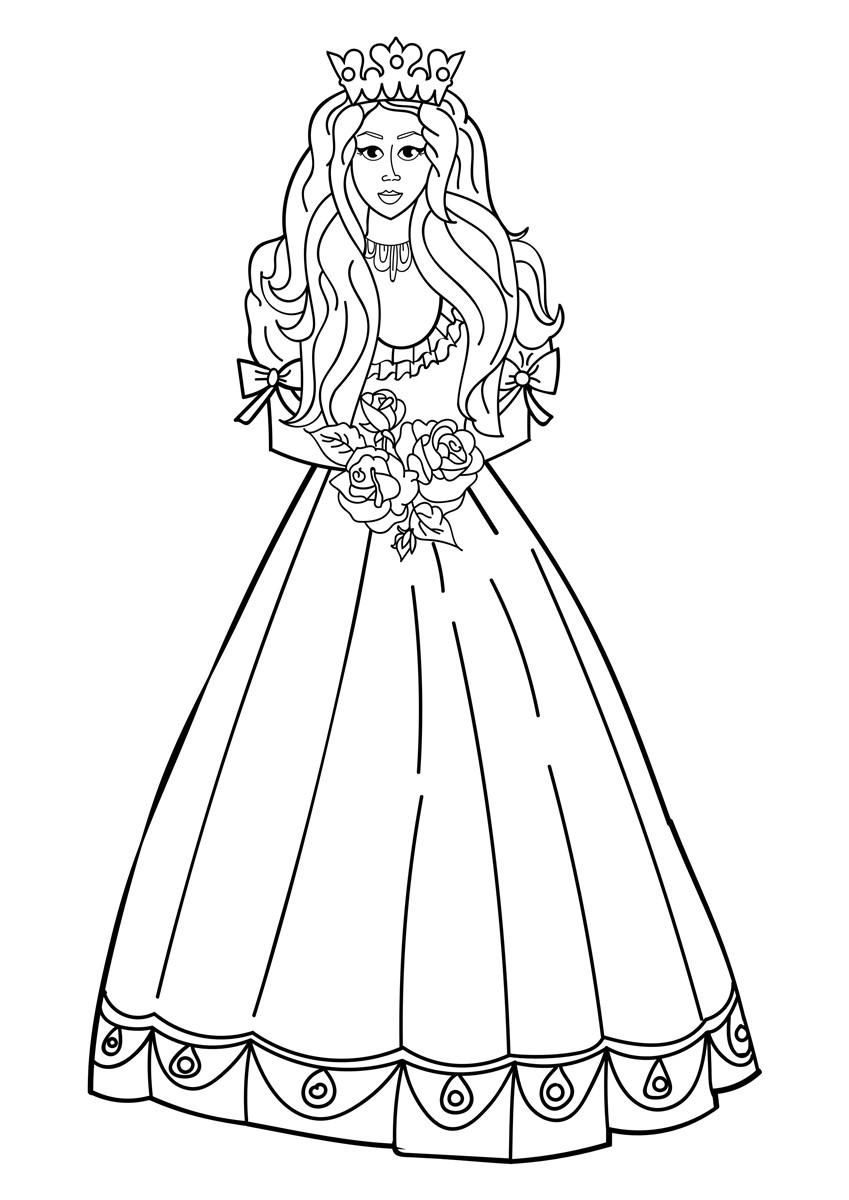 Fargeleggingsbilde prinsesse med blomster