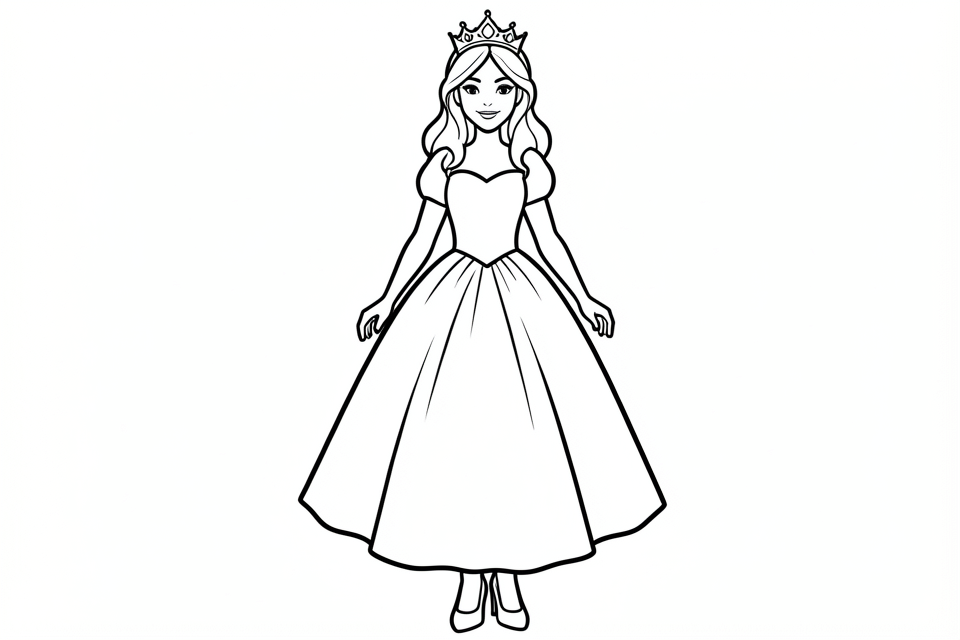 prinsesse med en liten krone Fargeleggingsbilde prinsesse med en liten krone
