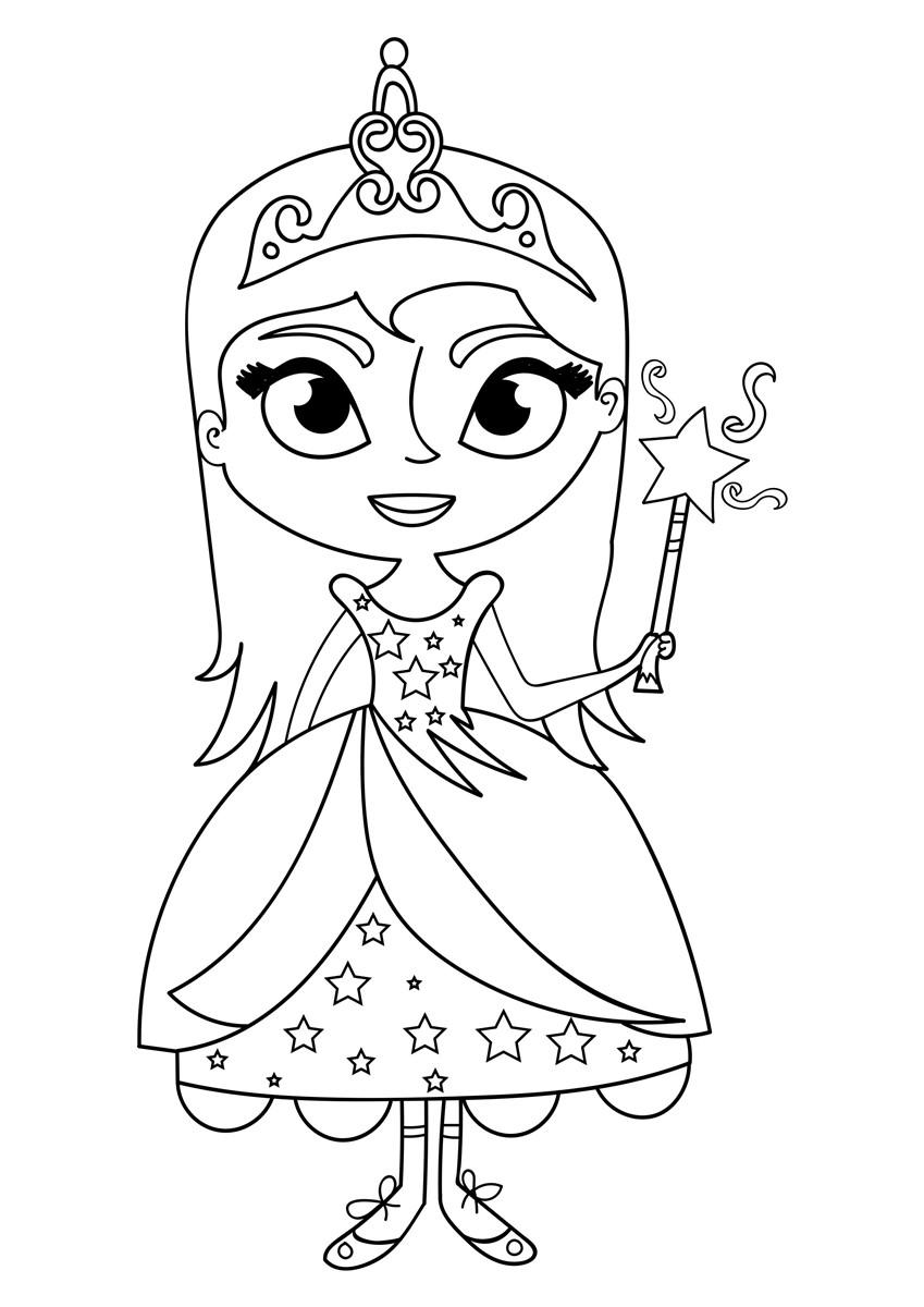 prinsesse med tryllestav Fargeleggingsbilde prinsesse med tryllestav