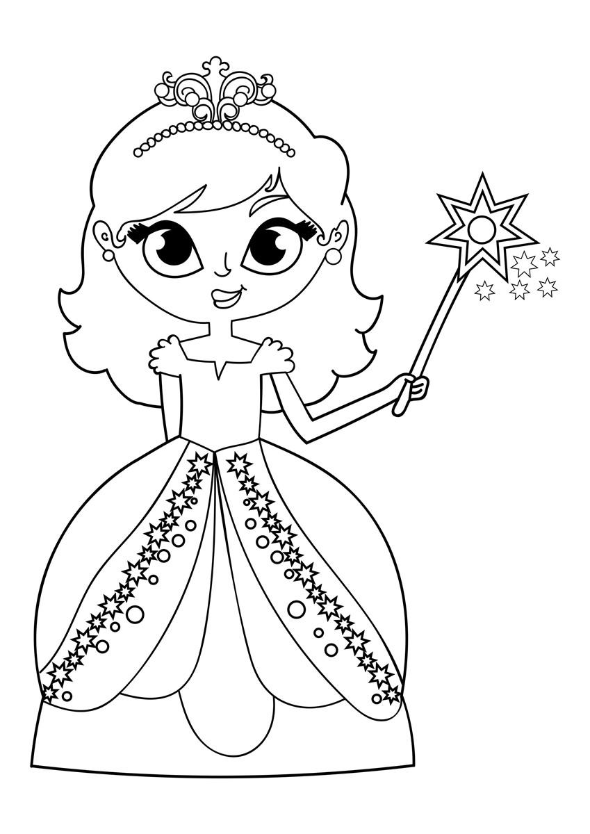 prinsesse med tryllestav Fargeleggingsbilde prinsesse med tryllestav
