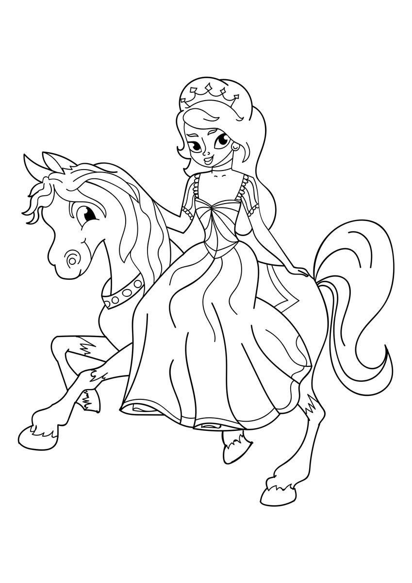 Fargeleggingsbilde prinsesse pA¥ hest