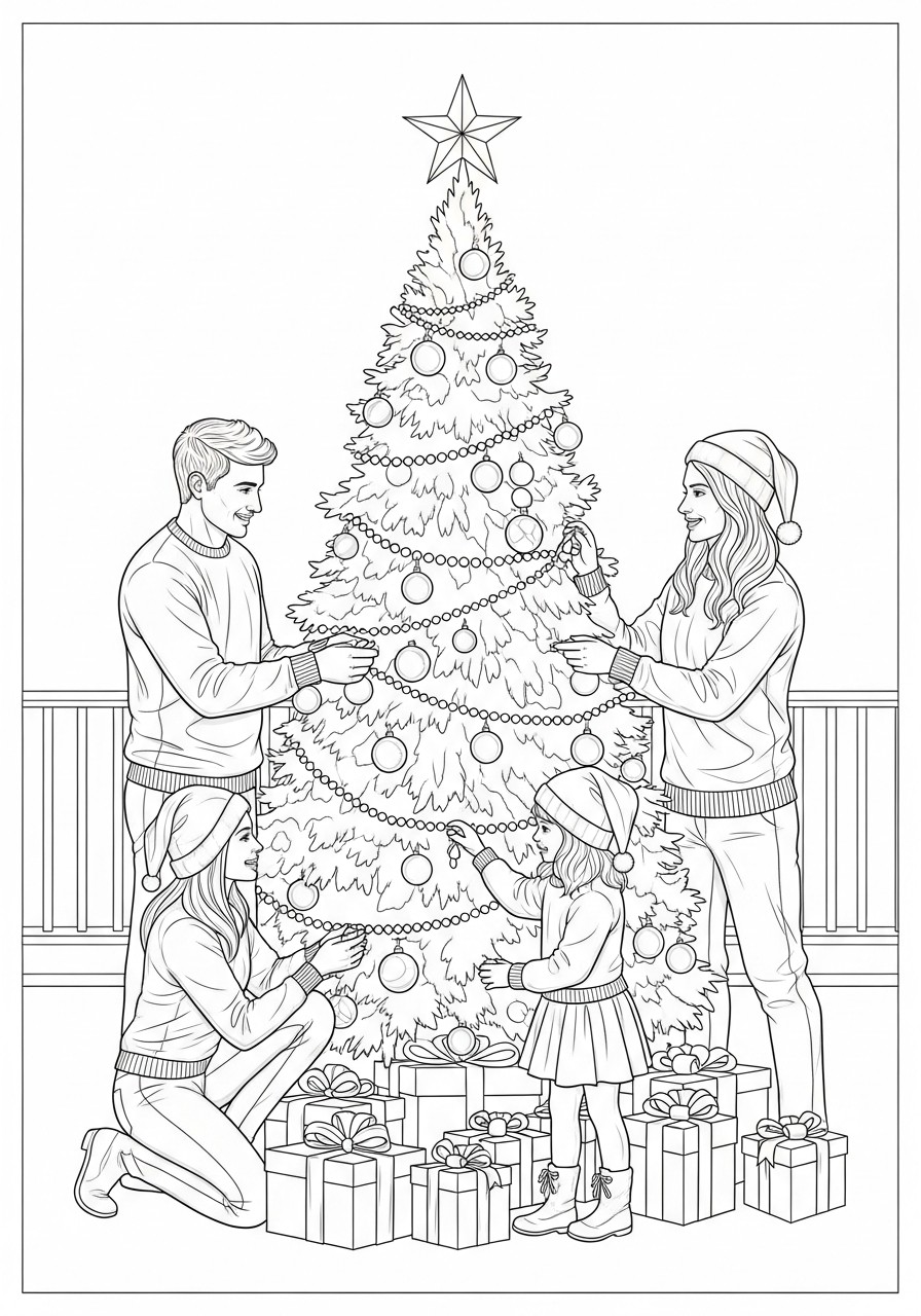 pynte et juletre Fargeleggingsbilde pynte et juletre