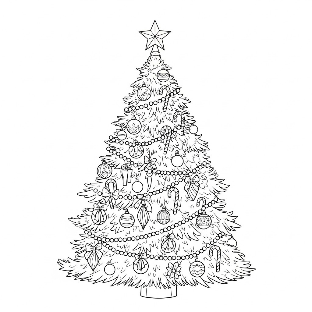 pyntet juletre Fargeleggingsbilde pyntet juletre