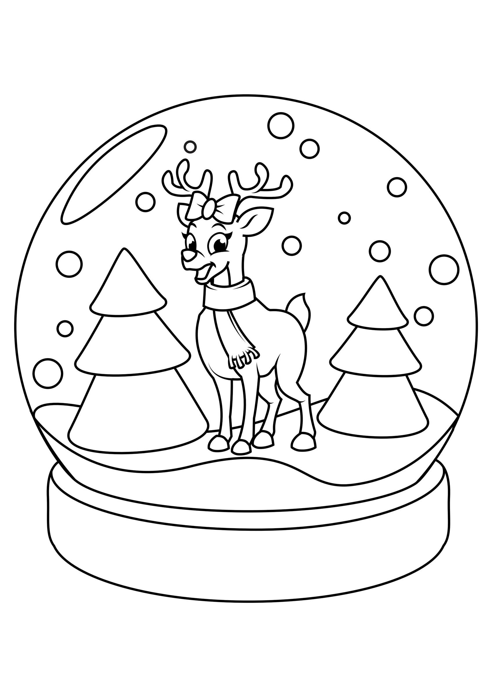 reinsdyr i julekloden Fargeleggingsbilde reinsdyr i julekloden