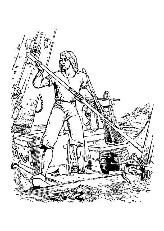 Fargeleggingsbilde robinson crusoe - skipsbrudd