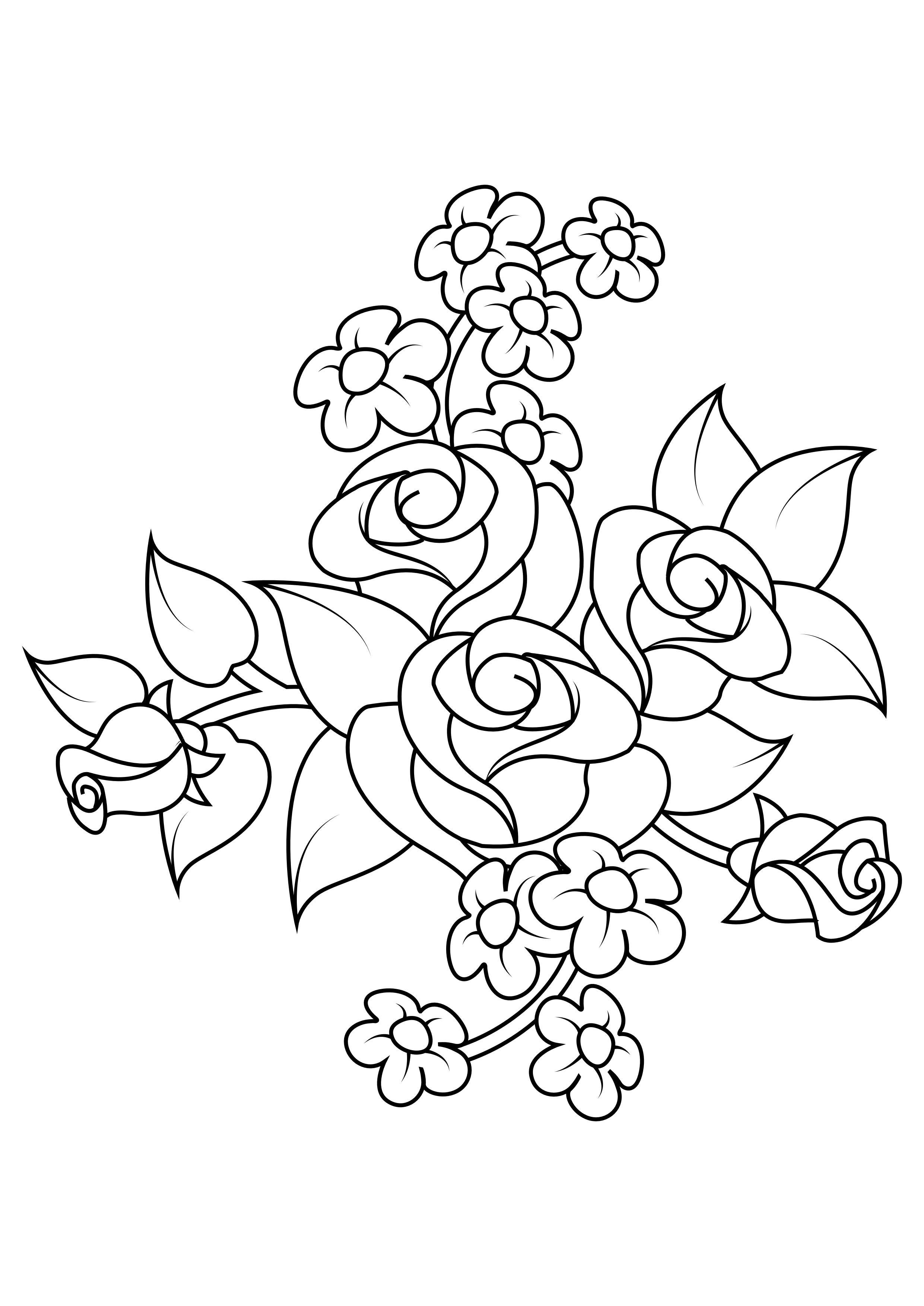 rosebukett Fargeleggingsbilde rosebukett