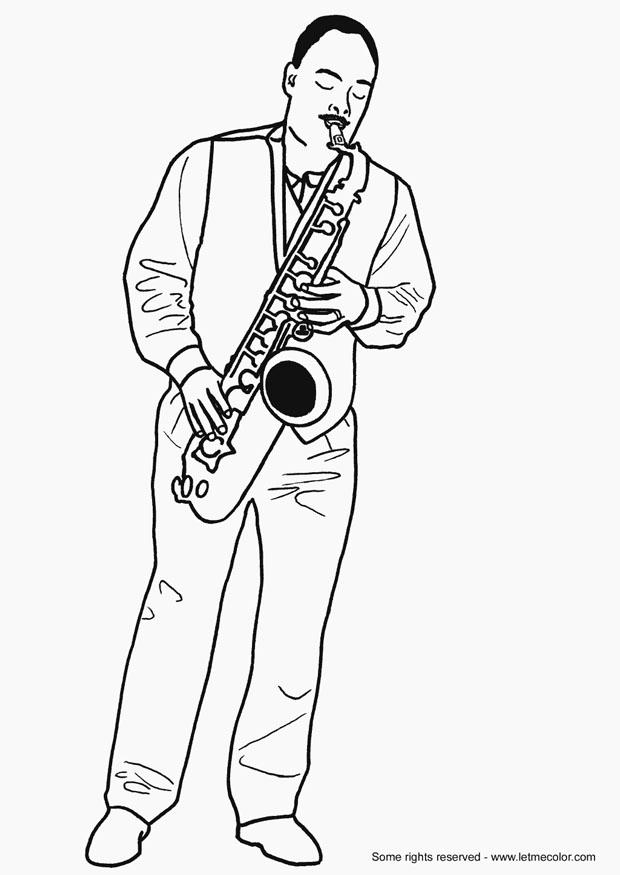 Fargeleggingsbilde saxofonist