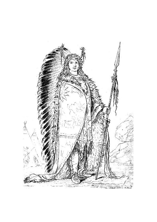 Fargeleggingsbilde sioux indianer