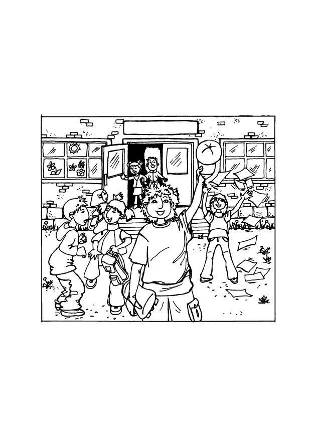 Fargeleggingsbilde skoleferie
