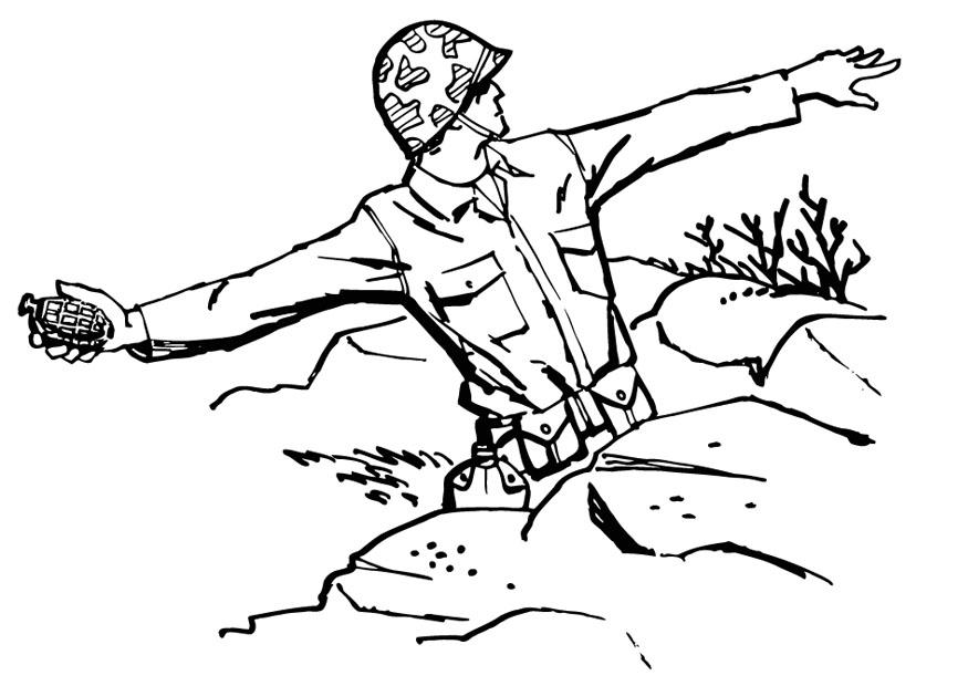 soldat som kaster granat Fargeleggingsbilde soldat som kaster granat