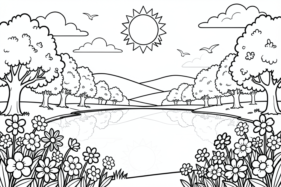 sommerscene Fargeleggingsbilde sommerscene