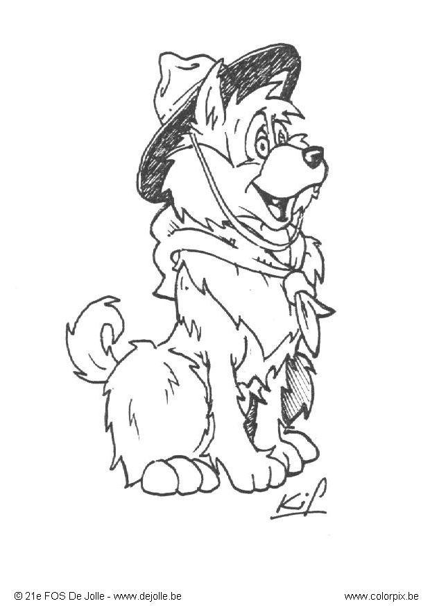 Fargeleggingsbilde speiderhund 1
