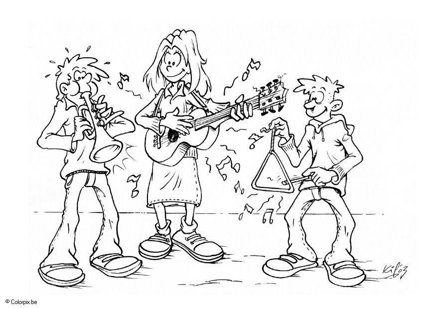 spille musikk Fargeleggingsbilde spille musikk