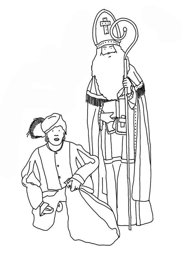 st. nikolaus og svarte petter Fargeleggingsbilde st. nikolaus og svarte petter