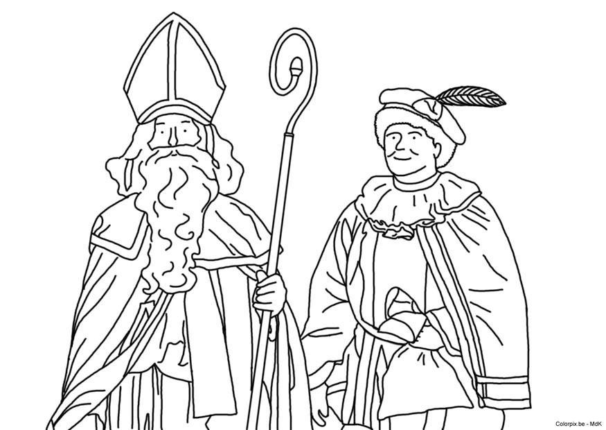 st. nikolaus og svarteper Fargeleggingsbilde st. nikolaus og svarteper
