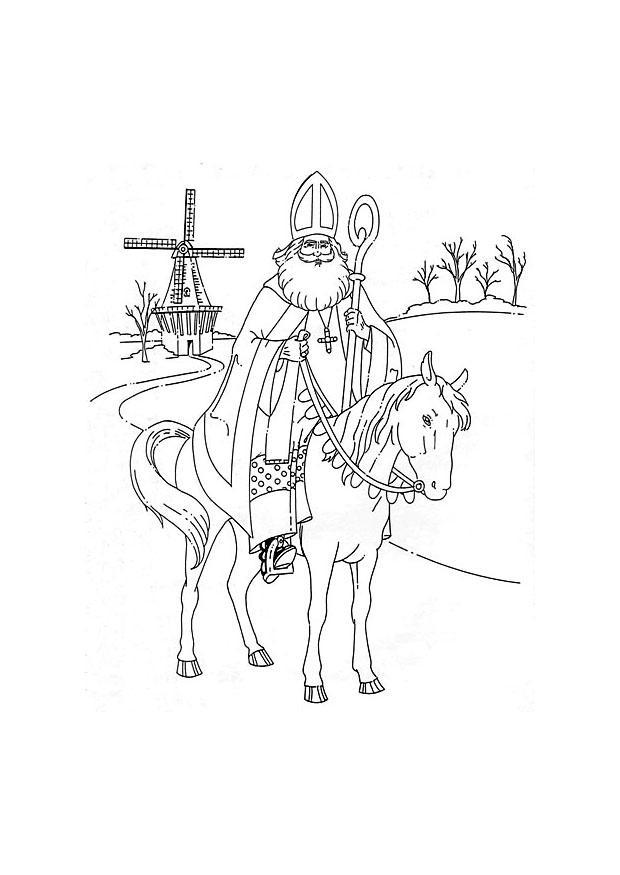 st. nikolaus pA¥ sin hest Fargeleggingsbilde st. nikolaus pA¥ sin hest