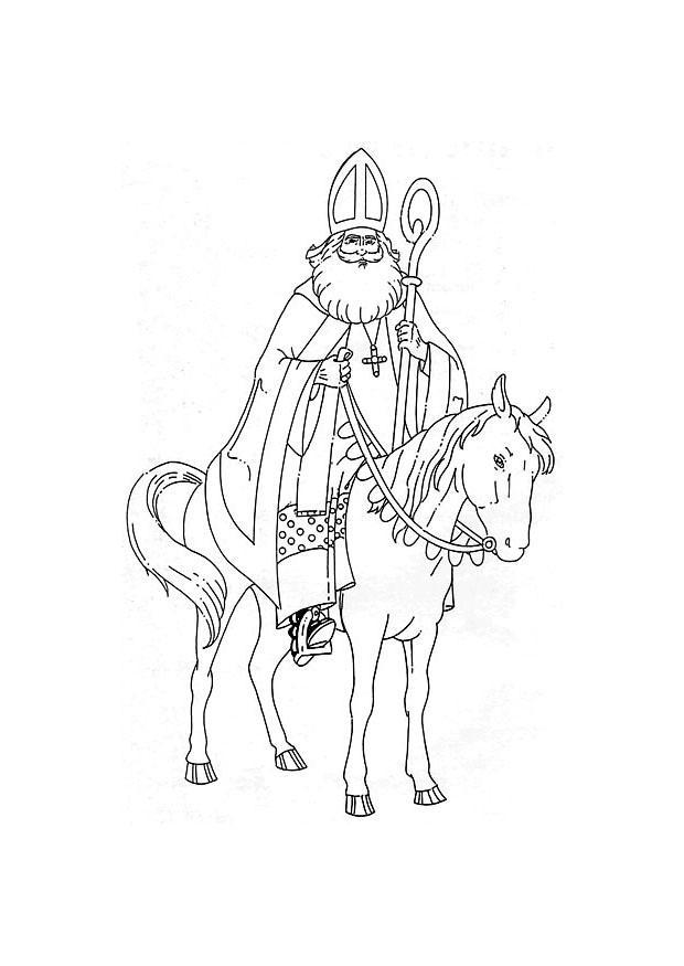 Fargeleggingsbilde st. nikolaus pA¥ sin hest